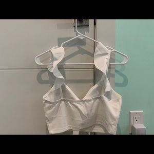 top with ruffle sleeves tie front